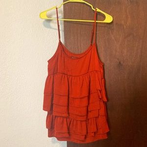 Who What Wear Burnt Orange Frilly "Going Out" Top Medium